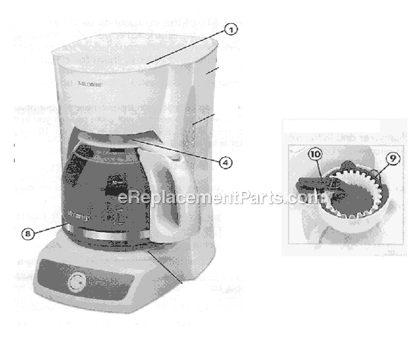 Page A Diagram and Parts List for CGX20  Mr Coffee Coffee Maker